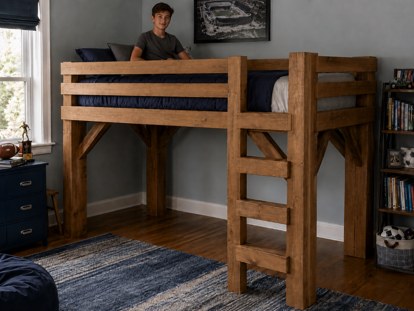 Elevated Loft Bed Frame — view 2